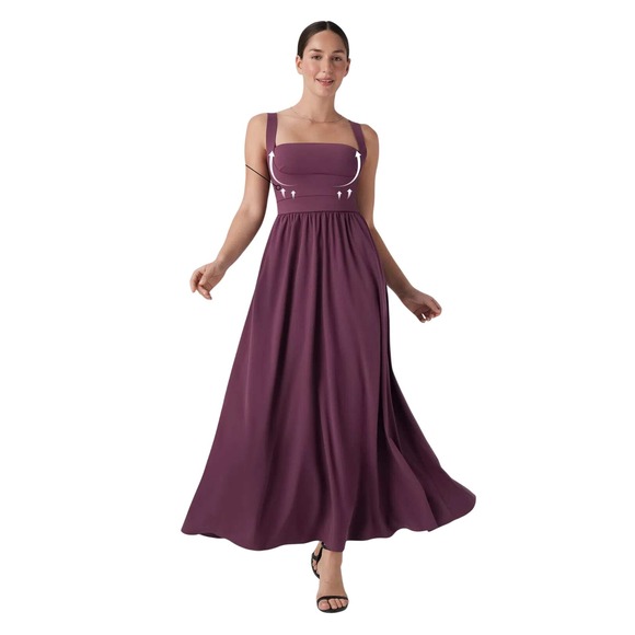 Halara Breezeful Push Up Maxi Dress XL NWT Amaranth Padded - Picture 2 of 13